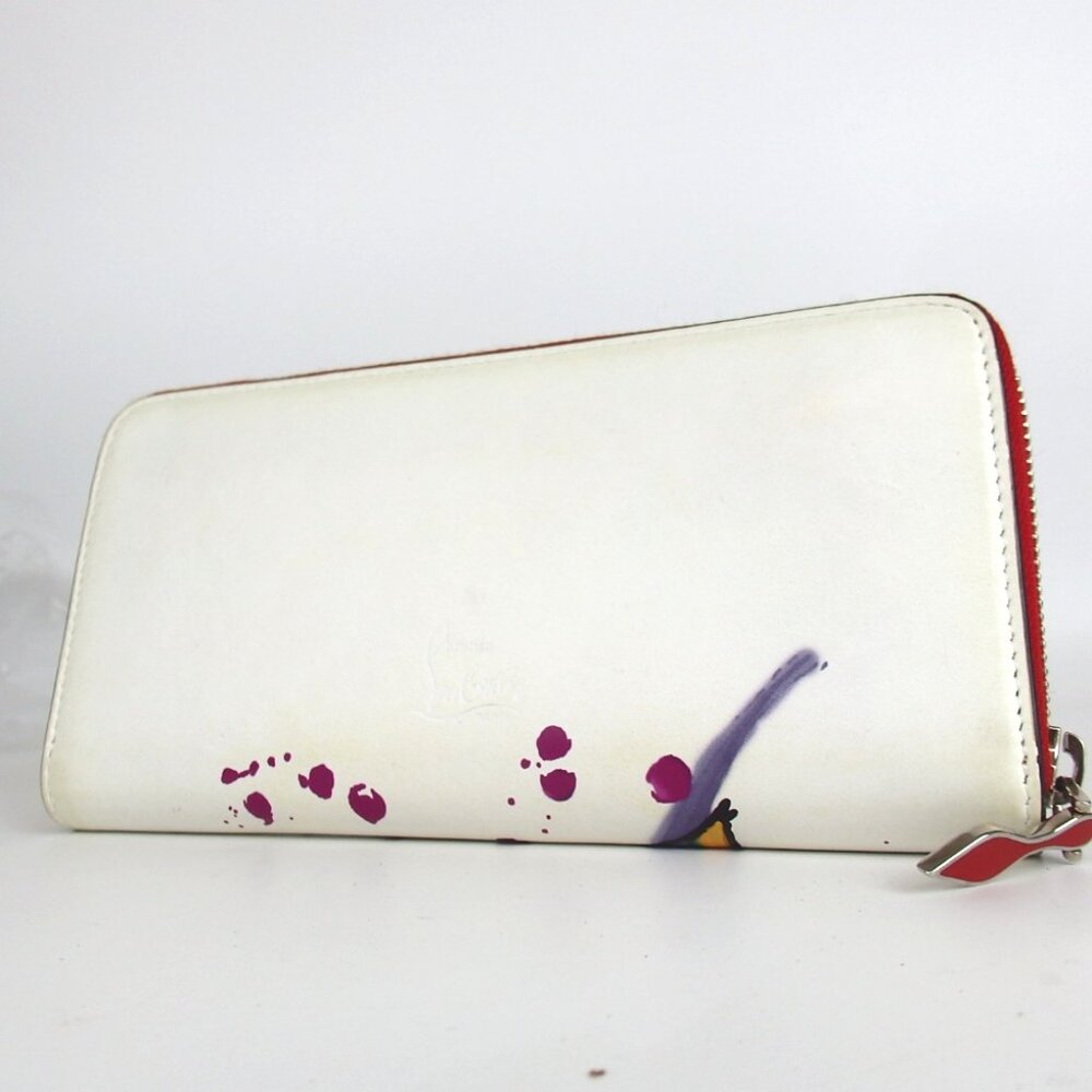 Authentic Christian Louboutin PANETTONE PARIS LOVE Zip Around purse PVC [Used] - Picture 2 of 16